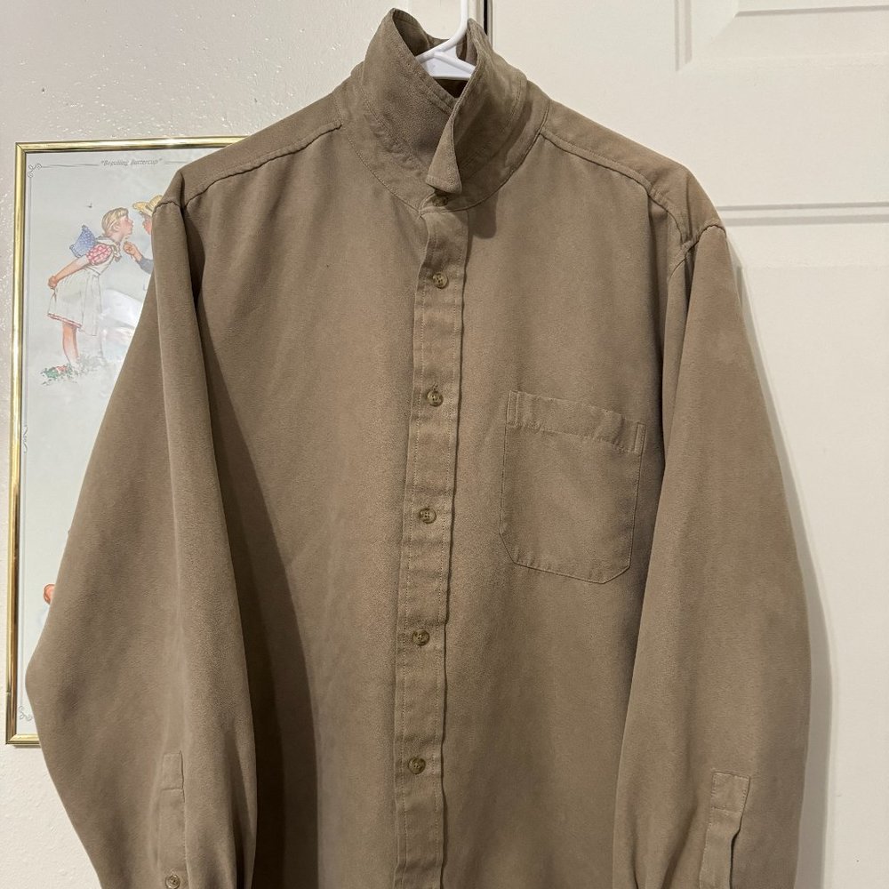 Covington Men's Buttons down Polo Shirt Long Sleeve 100% Polyester Large Size
